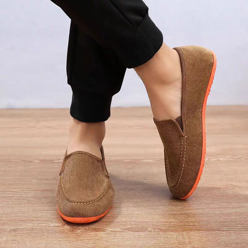 Men'S Shoes Green And White - أحذية لوفر قماشية خضراء للرجال من