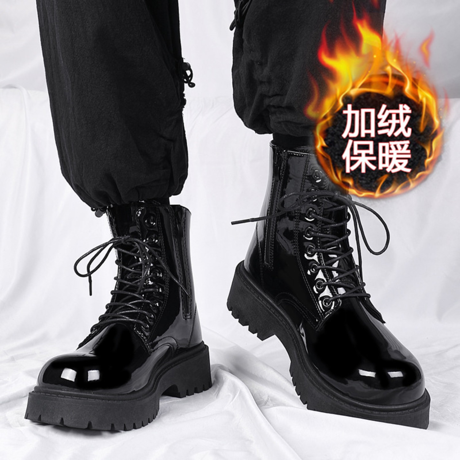 Men'S Shoes For Work - أحذية رجالية دافئة مبطنة بالفرو عالية