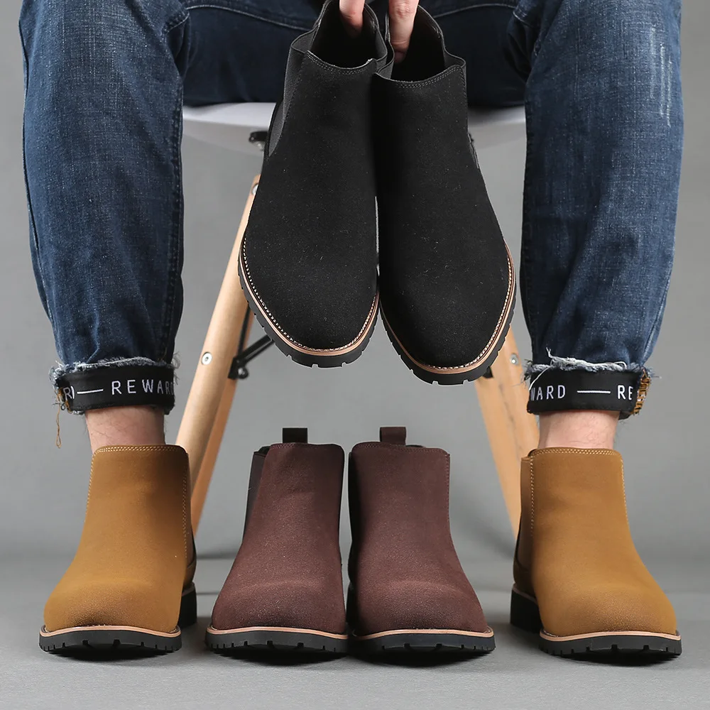 Chelsea Boots Suede - الرجال حذاء من الجلد النمط البريطاني